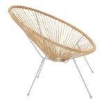 Garden armchair Acapulco white metal - pe rattan in natural shade 71x76x85cm - Слика 3
