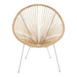 Garden armchair Acapulco white metal - pe rattan in natural shade 71x76x85cm - Слика 4