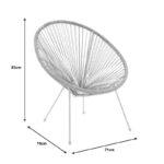 Garden armchair Acapulco white metal - pe rattan in natural shade 71x76x85cm - Слика 6