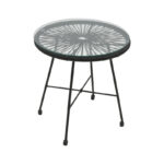 Acapulco table black metal - pe rattan in black shade D50x50cm - Слика 4