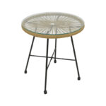 Acapulco table black metal - pe rattan in natural shade D50x50cm - Слика 3