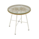 Acapulco table white metal - pe rattan in natural shade D50x50cm - Слика 3