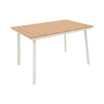 Griffith table white aluminum and plywood in a natural shade 120x80x74cm