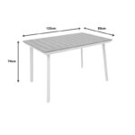 Griffith table white aluminum and plywood in a natural shade 120x80x74cm - Слика 5