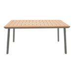 Griffith table dark grey aluminum and plywood in a natural shade 160x80x74cm - Слика 2
