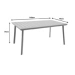 Griffith table dark grey aluminum and plywood in a natural shade 160x80x74cm - Слика 5