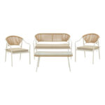 Lounge Bonanza set 4pcs beige rattan-aluminium white