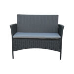 Garden lounge Calmness set 4pcs rattan black-fabric grey - Image 2