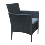 Garden lounge Calmness set 4pcs rattan black-fabric grey - Image 4