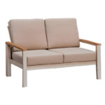 Garden lounge Fashionable set 4pcs beige fabric-white aluminium - Image 4