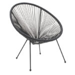 Set Acapulco set of 3 black metal-black rattan-glass D50X50cm - Слика 3