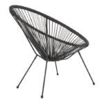 Set Acapulco set of 3 black metal-black rattan-glass D50X50cm - Слика 4