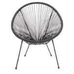 Set Acapulco set of 3 black metal-black rattan-glass D50X50cm - Слика 6