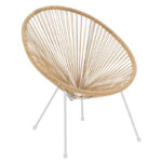 Dinning set Acapulco II set of 3 white metal-natural rattan-glass D50X50cm - Слика 2