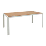 Zacreta- Nares dining table set of 5 pcs white aluminum and plywood in natural color 180x90x72.5cm - Image 5