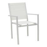Dining table Zacreta-Nares set of 7 white aluminum and plywood in natural color 180x90x72.5cm - Image 5
