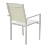 Dining table Zacreta-Nares set of 7 white aluminum and plywood in natural color 180x90x72.5cm - Image 6