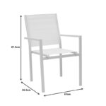 Dining table Zacreta-Nares set of 7 white aluminum and plywood in natural color 180x90x72.5cm - Image 4
