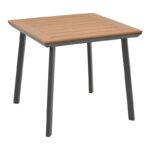 Dining table Synergy-Vitality set of 3 anthracite aluminum and plywood in natural color 80x80x74cm - Image 4