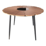 Pinap table black aluminum and plywood in a natural shade D110x74cm - Слика 2
