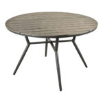 Appa aluminum and plywood table in anthracite shade D120x74cm - Image 2