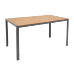 Dining table Nares-Uplift set of 5 anthracite aluminum and plywood in natural color 140x80x72.5cm - Image 5