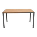 Dining table Nares-Uplift set of 5 anthracite aluminum and plywood in natural color 140x80x72.5cm - Image 6