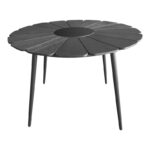 Pinap-Dashiell dining table set of 5 pcs black aluminum and plywood in black shade Φ110x74cm - Image 6