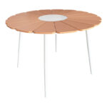 Pinap-Dashiell dining table set of 5 pcs white aluminum and plywood in natural shade Φ110x74cm - Слика 5