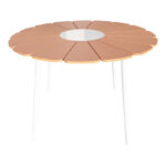 Pinap-Dashiell dining table set of 5 pcs white aluminum and plywood in natural shade Φ110x74cm - Слика 6