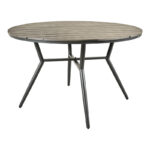 Appa-Moly dining table set of 5 pieces aluminum and plywood in anthracite color Φ120x74cm - Image 5