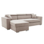 Corner sofa-bed reversible Lura fabric brown 255x162x75-90cm - Слика 2