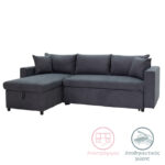 Corner sofa-bed reversible Lilian fabric anthracite 225x148x81cm