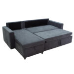 Corner sofa-bed reversible Lilian fabric anthracite 225x148x81cm - Image 3