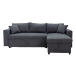 Corner sofa-bed reversible Lilian fabric anthracite 225x148x81cm - Image 4