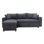 Corner sofa-bed reversible Lilian fabric anthracite 225x148x81cm - Image 5