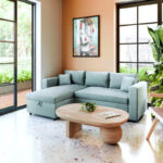 Corner sofa-bed reversible Lilian fabric green mint 225x148x81cm - Image 2