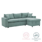 Corner sofa-bed reversible Lilian fabric green mint 225x148x81cm