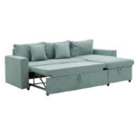 Corner sofa-bed reversible Lilian fabric green mint 225x148x81cm - Image 3