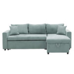 Corner sofa-bed reversible Lilian fabric green mint 225x148x81cm - Image 4