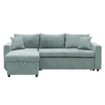 Corner sofa-bed reversible Lilian fabric green mint 225x148x81cm - Image 5