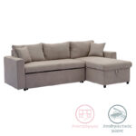 Аголна гарнитура-кревет реверзибилна ткаенина Лилијан беж 225x148x81 см