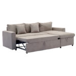 Corner sofa-bed reversible Lilian fabric beige 225x148x81cm - Image 3