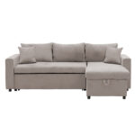 Corner sofa-bed reversible Lilian fabric beige 225x148x81cm - Image 4