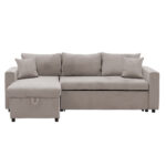 Corner sofa-bed reversible Lilian fabric beige 225x148x81cm - Image 5