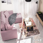 Corner sofa-bed reversible Lilian fabric rotten apple 225x148x81cm - Image 2