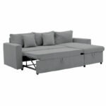 Corner sofa-bed reversible Lilian fabric grey 225x148x81cm - Слика 2