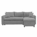 Corner sofa-bed reversible Lilian fabric grey 225x148x81cm - Слика 3