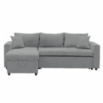 Corner sofa-bed reversible Lilian fabric grey 225x148x81cm - Слика 4