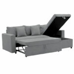 Corner sofa-bed reversible Lilian fabric grey 225x148x81cm - Слика 6